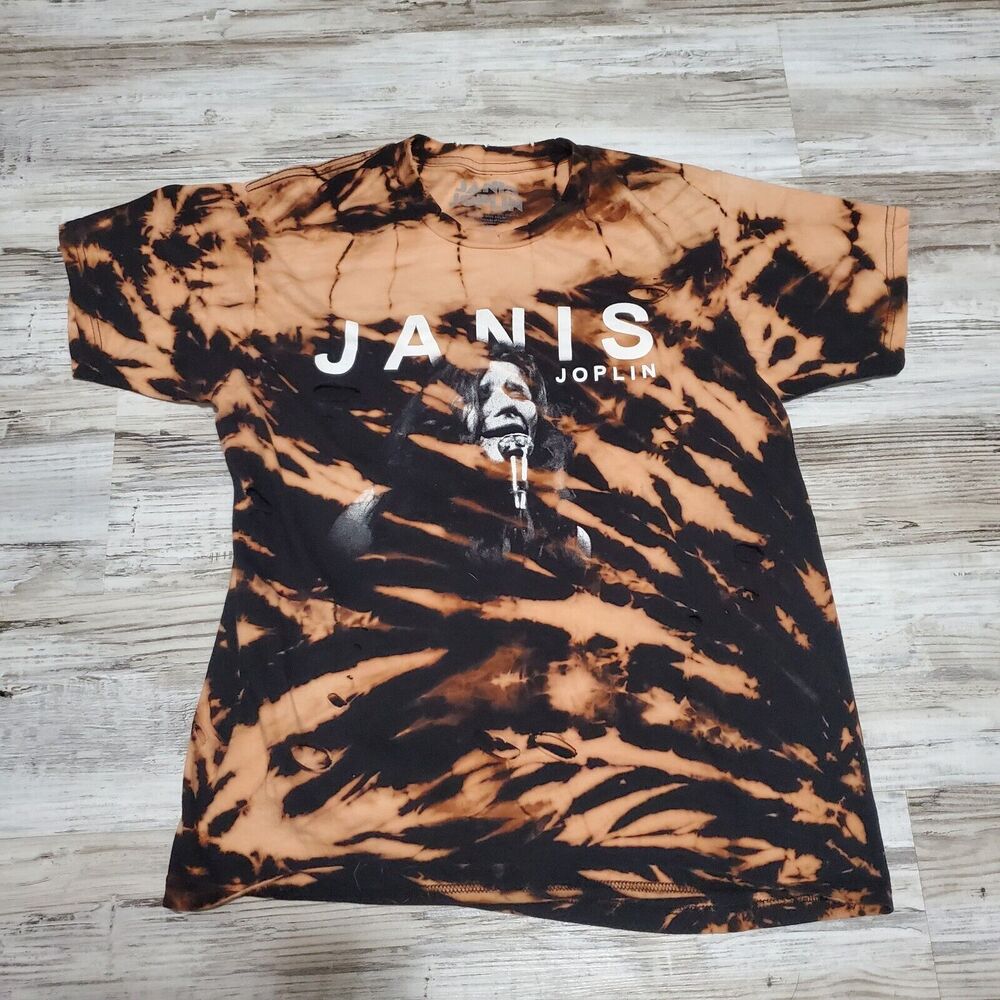 Janis Joplin Reverse Tye Dye Shirt Size Medium Hand Tye Dyed Thrashed (Holes)